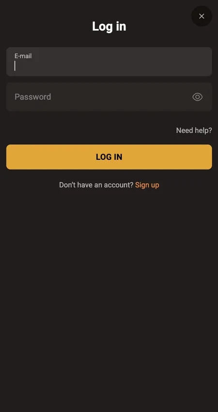 SlotLair login screen with email and password fields